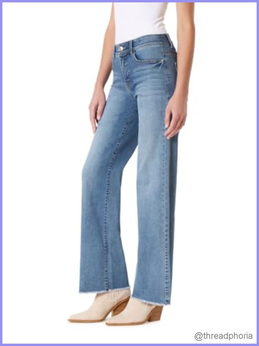 Women's Wide Leg Sculpting Jeans with Pockets, 5-Pocket Denim, Cotton Blend